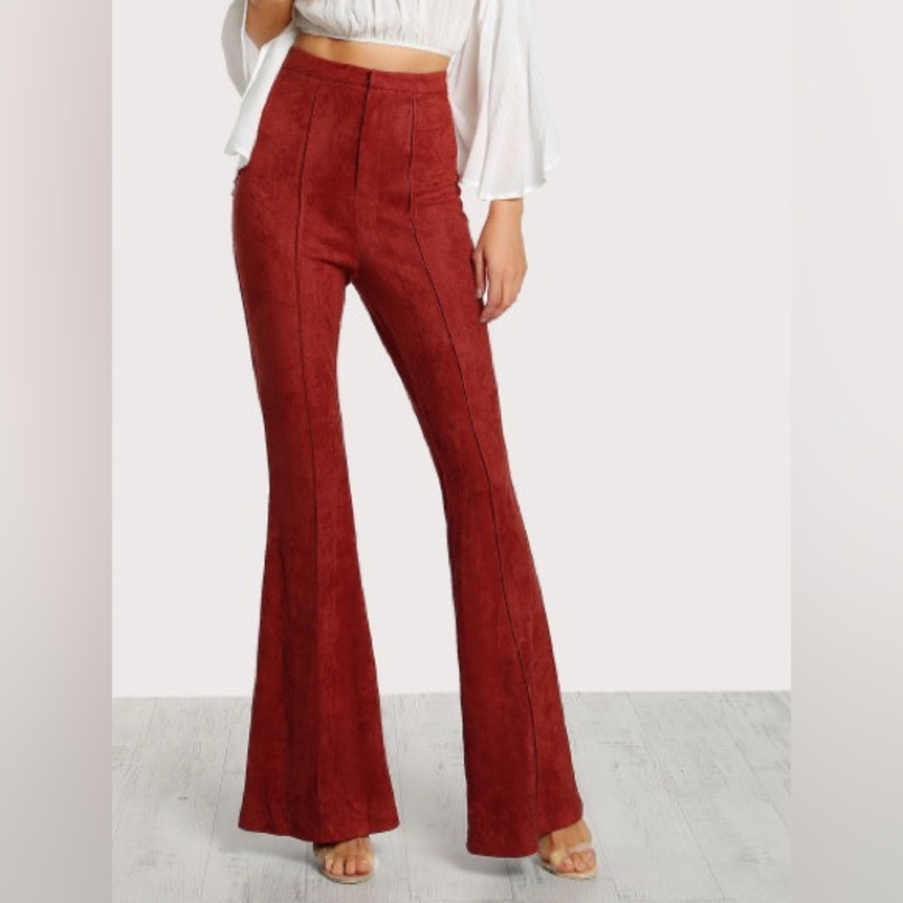 Anthropologie High-Waisted Rust Flares